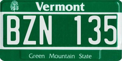 VT license plate BZN135