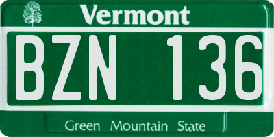 VT license plate BZN136