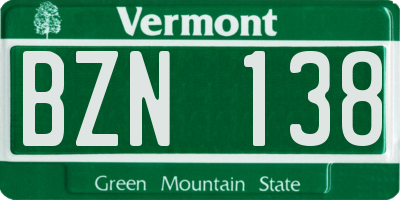 VT license plate BZN138