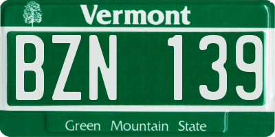 VT license plate BZN139