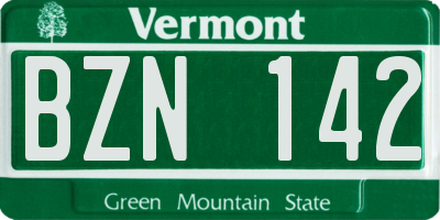 VT license plate BZN142