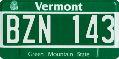 VT license plate BZN143