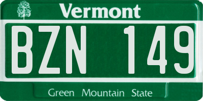 VT license plate BZN149
