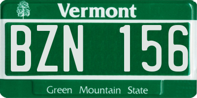 VT license plate BZN156