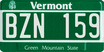 VT license plate BZN159