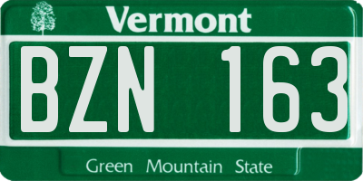 VT license plate BZN163