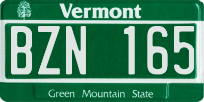 VT license plate BZN165