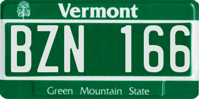 VT license plate BZN166