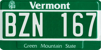 VT license plate BZN167