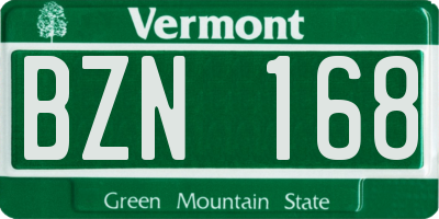 VT license plate BZN168