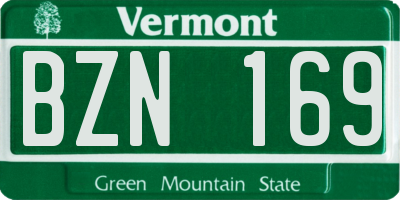 VT license plate BZN169