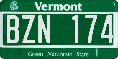 VT license plate BZN174