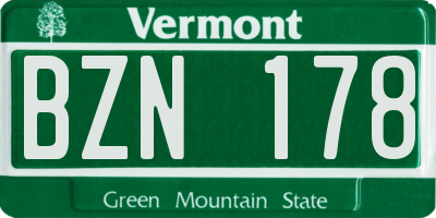 VT license plate BZN178