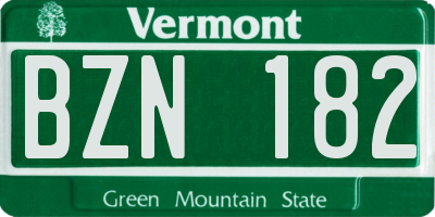 VT license plate BZN182