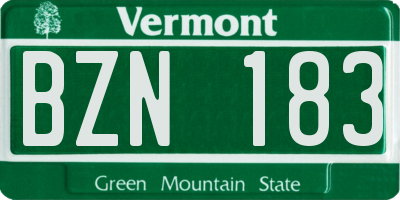 VT license plate BZN183