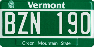 VT license plate BZN190