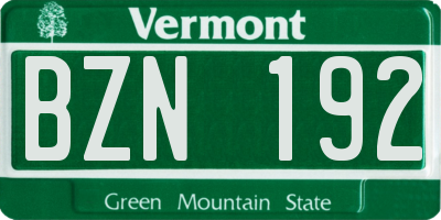 VT license plate BZN192