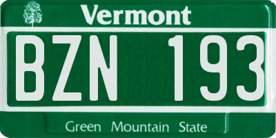 VT license plate BZN193