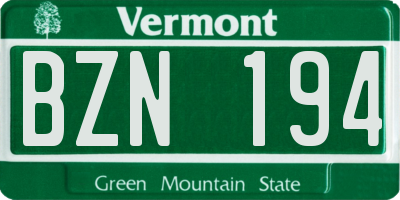VT license plate BZN194