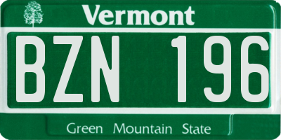 VT license plate BZN196