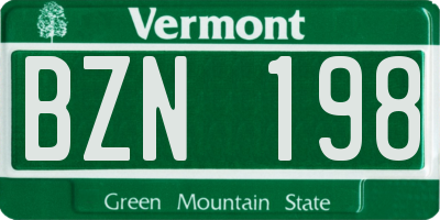 VT license plate BZN198