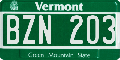 VT license plate BZN203