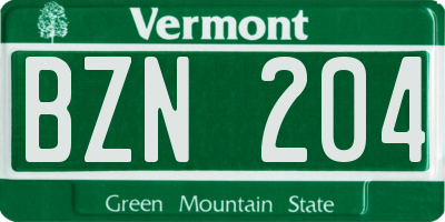 VT license plate BZN204