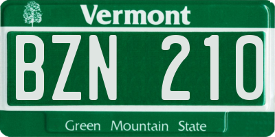 VT license plate BZN210