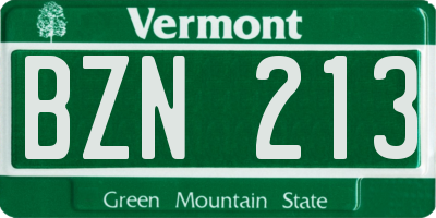 VT license plate BZN213