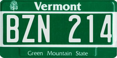 VT license plate BZN214