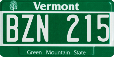 VT license plate BZN215