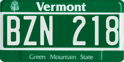 VT license plate BZN218