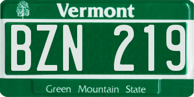 VT license plate BZN219
