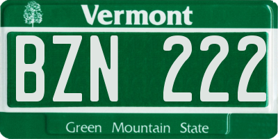 VT license plate BZN222