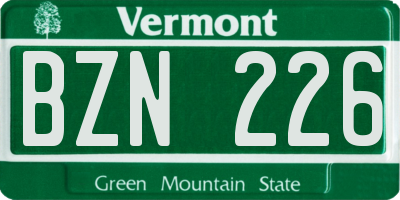 VT license plate BZN226