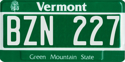 VT license plate BZN227