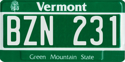 VT license plate BZN231