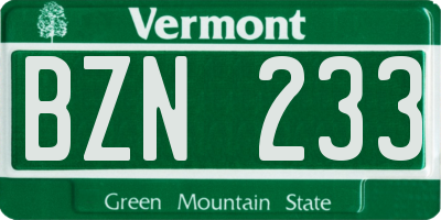 VT license plate BZN233
