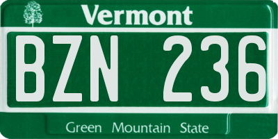 VT license plate BZN236
