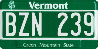 VT license plate BZN239