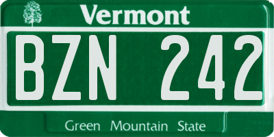 VT license plate BZN242