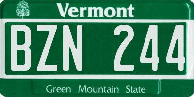 VT license plate BZN244