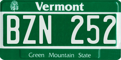 VT license plate BZN252