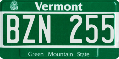 VT license plate BZN255