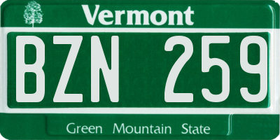 VT license plate BZN259