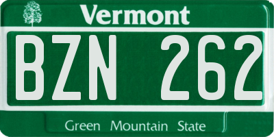 VT license plate BZN262