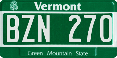 VT license plate BZN270