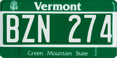VT license plate BZN274
