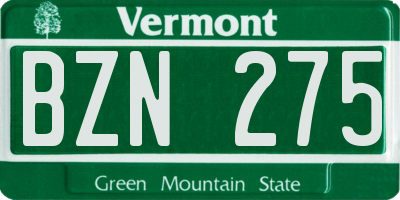 VT license plate BZN275