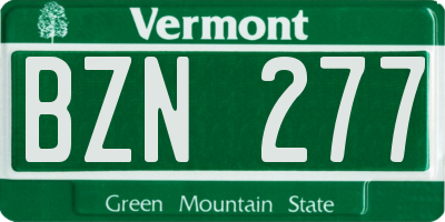 VT license plate BZN277